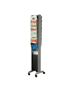 Expositor folletos con ruedas color alumnio