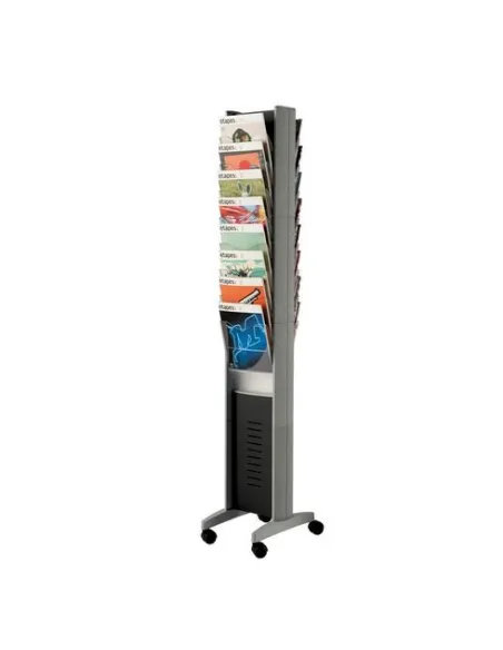 Expositor folletos con ruedas color alumnio