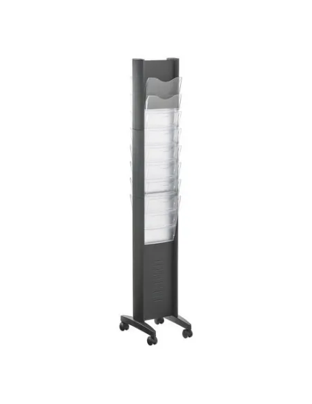 Expositor folletos con ruedas color negro