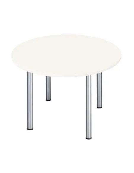 Mesa redonda 120 haya 4 patas tubo metálico color aluminio