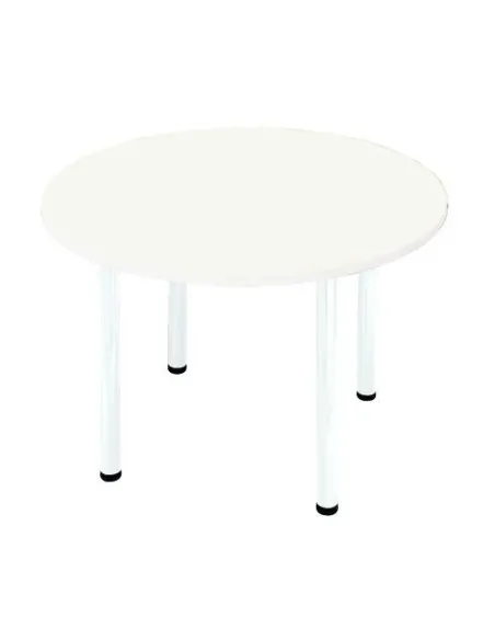 Mesa redonda 120 blanca 4 patas tubo metálico color blancas