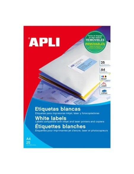 Caja 100 etiquetas removibles Apli 52,5x21,2mm
