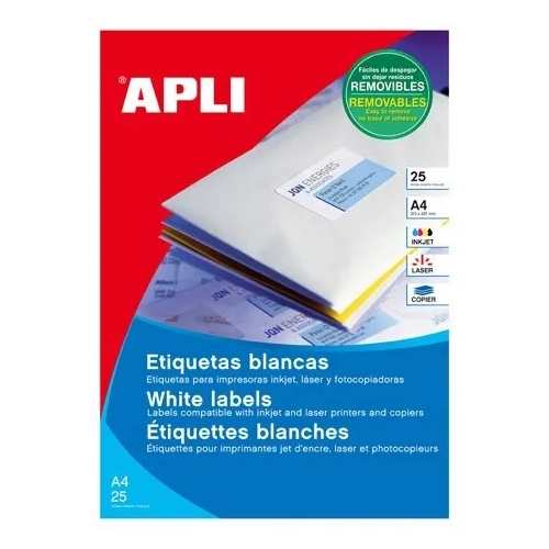 Caja 100 etiquetas removibles Apli 97x42,4mm