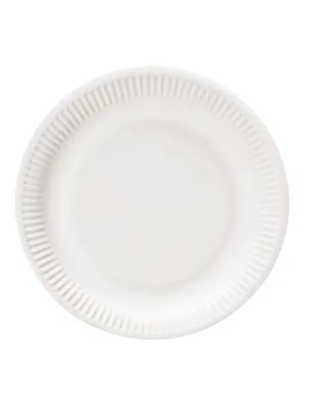 Plato biodegradable cartón blanco ø 23 cm 100 unds