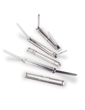 Caja 50 fasteners acero inoxidable dorado