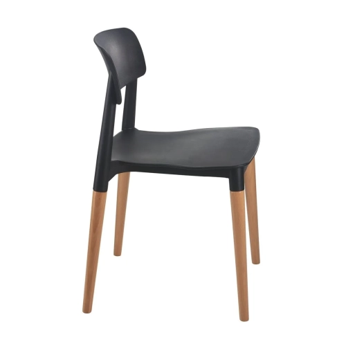 Silla polipropileno patas madera Orea negra