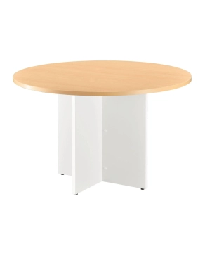 Mesa redonda 120 cm haya pata en cruz blancas