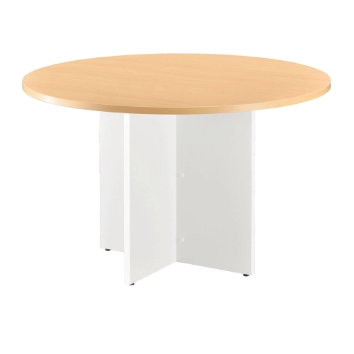 Mesa redonda 120 cm haya pata en cruz blancas