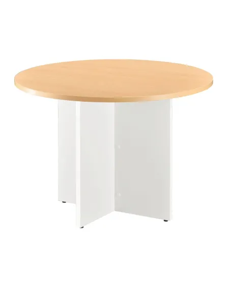 Mesa redonda 100 cm haya pata en cruz blancas