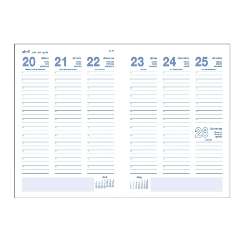 Agenda anual Dohe segovia 140x200 semana vista catalan