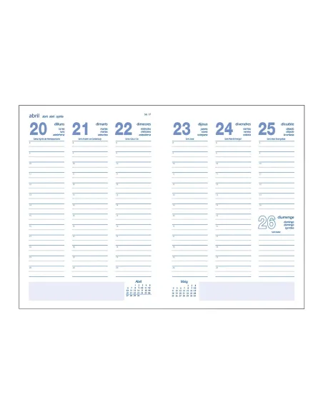 Agenda anual Dohe segovia 140x200 semana vista catalan