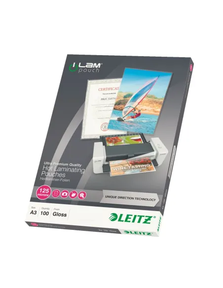Caja carteras de plastificar A3 125 mc Leitz ILAM