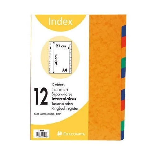 Juego 10 separadores Exacompta A4 225gr colores intensos