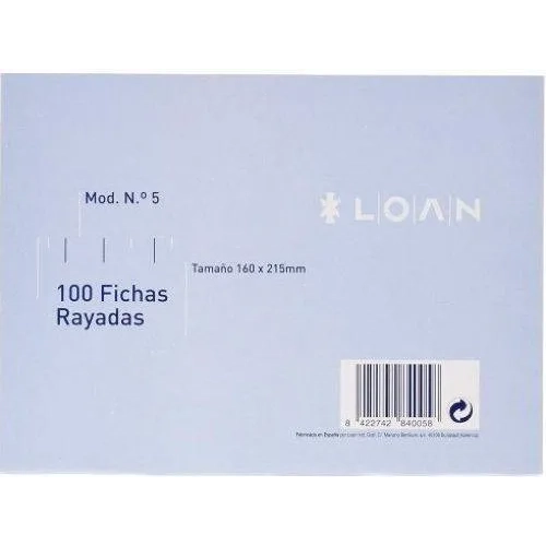 Pack 100 fichas de cartulina Exacompta horizontal 160x215mm