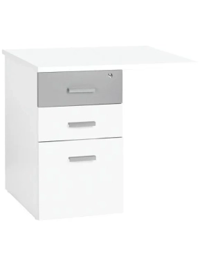 Ala mesa cajonera intuitiv blanco-aluminio