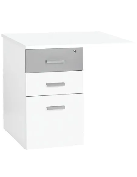 Ala mesa cajonera intuitiv blanco-aluminio