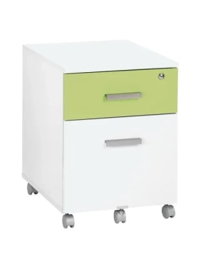 Cajonera Movil Blanco Intuitiv 2 cajones Verde