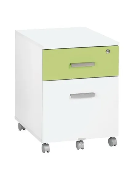 Cajonera Movil Blanco Intuitiv 2 cajones Verde