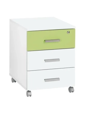 Cajonera Movil Blanco Intuitiv 3 cajones Verde