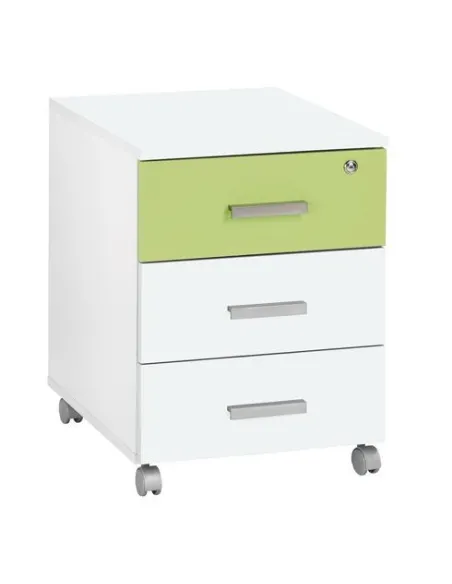 Cajonera Movil Blanco Intuitiv 3 cajones Verde