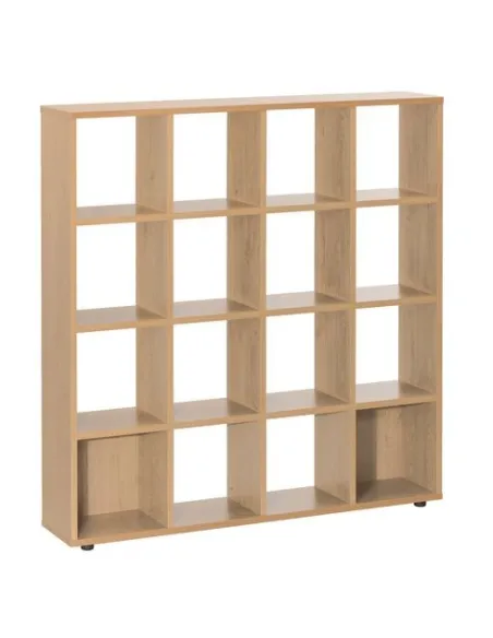 Biblioteca 16 casilleros intuitiv roble claro 163x160x30