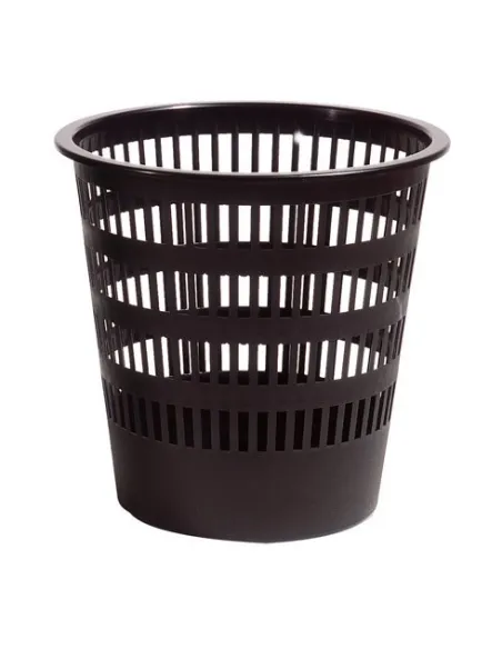 Papelera plastica ranurada conica 16 litros negra