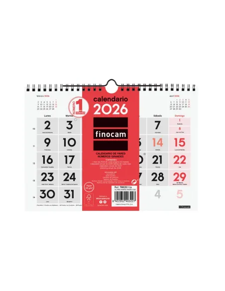 Calendario Finocam  de pared 43x31 numeros grandes L