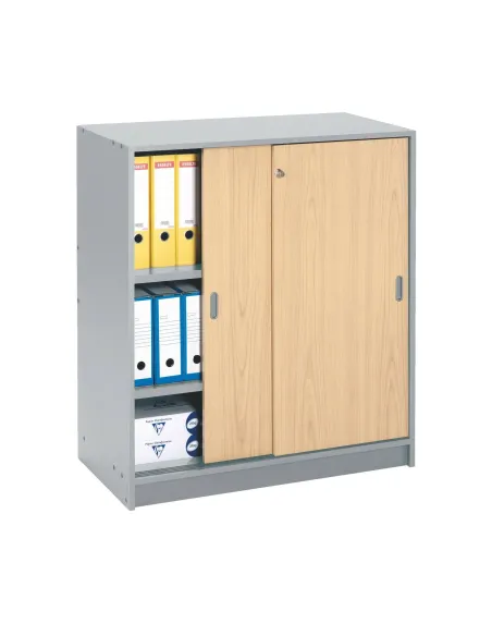 Armario madera 100x90 cm gris puerta corredera haya