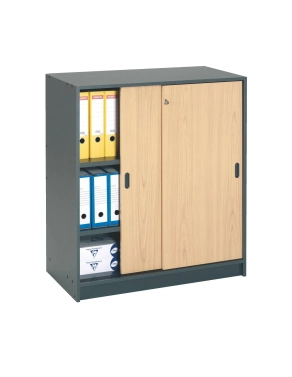 Armario madera 100x90 cm antracita puerta corredera haya