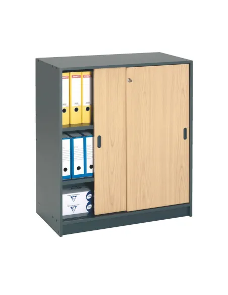 Armario madera 100x90 cm antracita puerta corredera haya