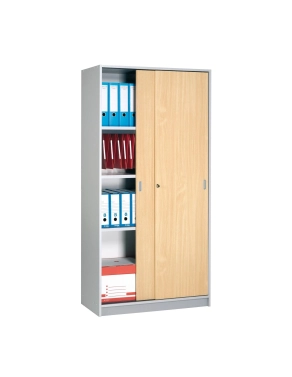 Armario madera 180x90 cm gris puerta corredera haya