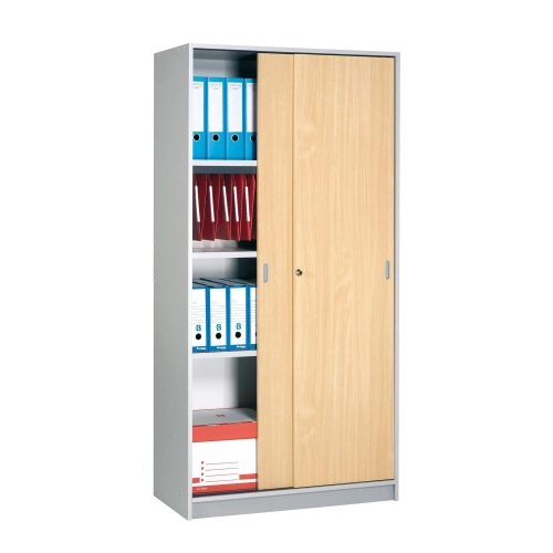 Armario madera 180x90 cm gris puerta corredera haya