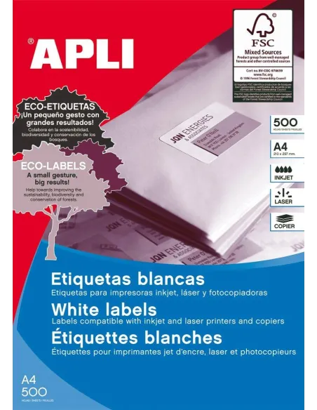 Etiquetas autoadhesivas Apli 105x40 blancas
