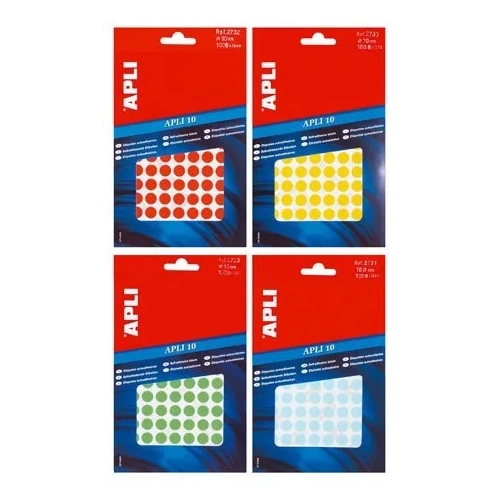 Bolsa 8 hojas 320 etiquetas autoadhesivas 19 mm rojas Apli 10