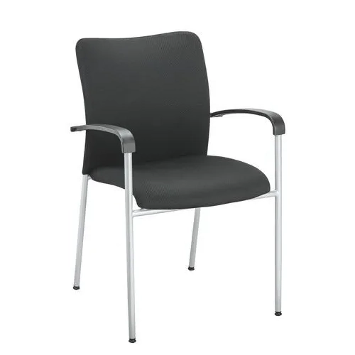 Silla visitante 4 patas con brazos Siracusa  negra