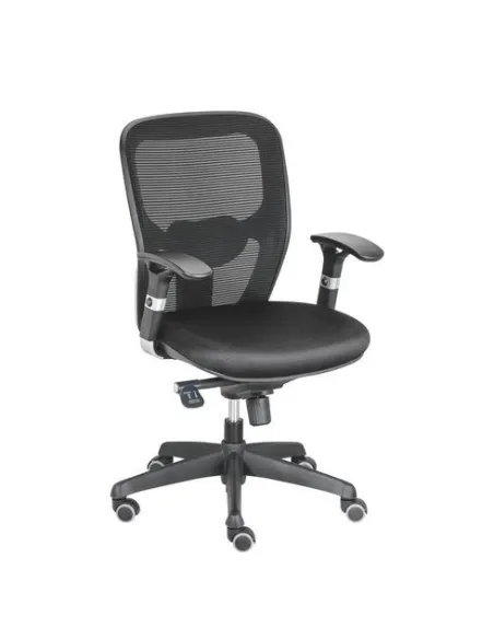 Silla oficina negra con reposabrazos Anzio respaldo malla