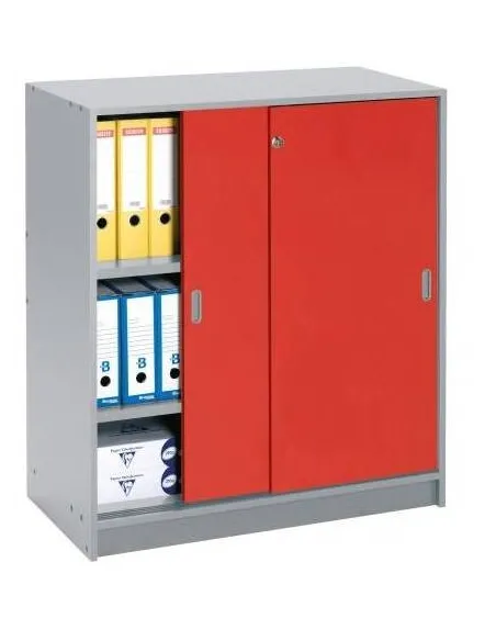 Armario madera 100x90 cm gris puerta corredera cerezo