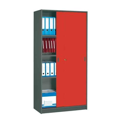 Armario madera 180x90 cm antracita puerta corredera cerezo