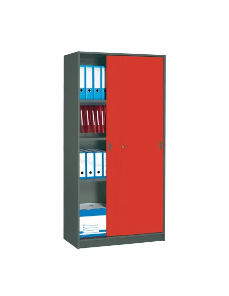 Armario madera 180x90 cm antracita puerta corredera cerezo