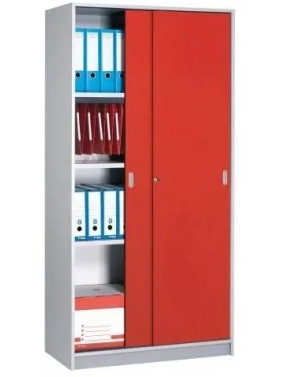 Armario madera 180x90 cm gris puerta corredera cereza