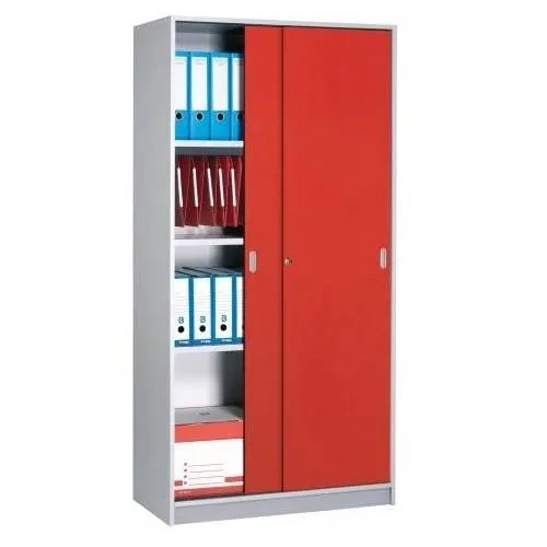 Armario madera 180x90 cm gris puerta corredera cereza