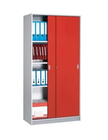 Armario madera 180x90 cm gris puerta corredera cereza