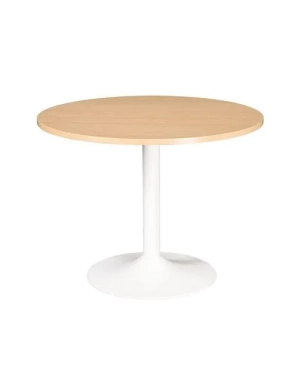 Mesa redonda 120 cm haya pata metálica columna color blanca