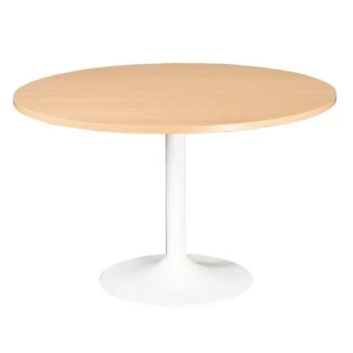 Mesa redonda 120 cm haya pata metálica columna color blanca