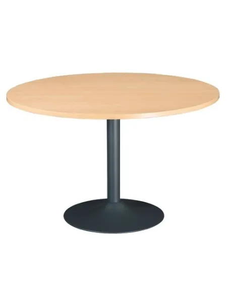 Mesa redonda 120 haya pata metálica columna color antracita