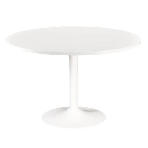 Mesa redonda 120cm blanca pata metálica columna color blanca