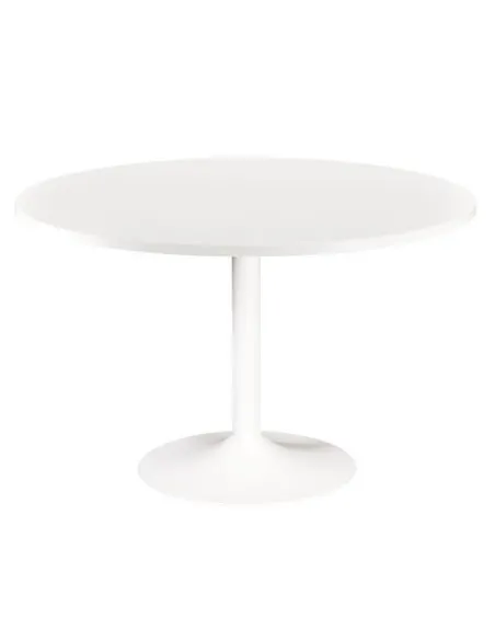 Mesa redonda 120cm blanca pata metálica columna color blanca