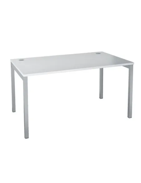 Mesa squadra 160cm blanca 4 patas grises