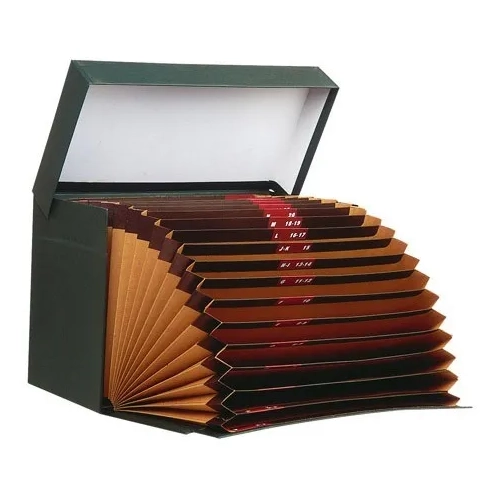 Caja transferencias folio acordeon doble fondo verde