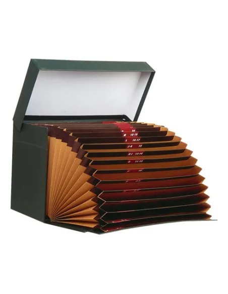 Caja transferencias folio acordeon doble fondo verde
